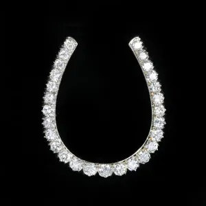 Art Deco 2.50 CTW Old European Cut Diamond Horseshoe Brooch