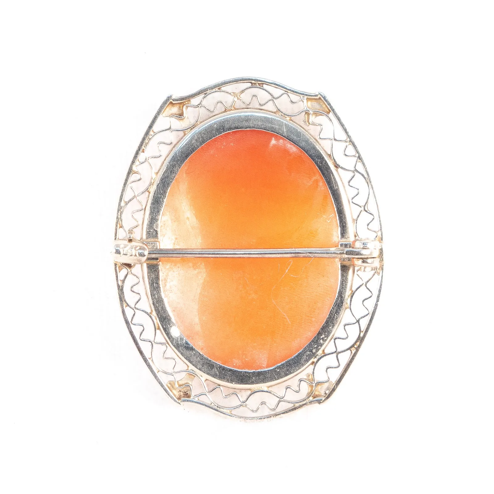 Art Deco Cameo Brooch of Woman with Flowers