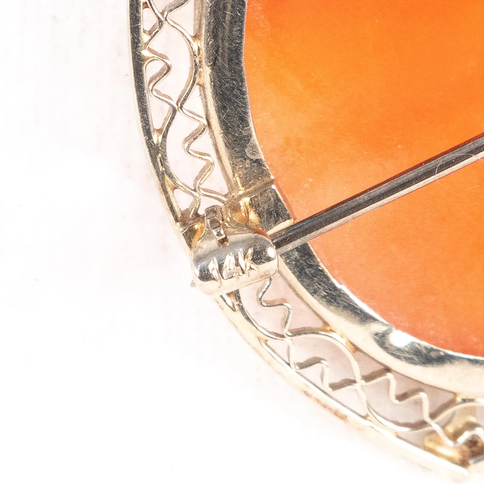 Art Deco Cameo Brooch of Woman with Flowers
