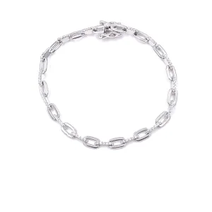 Ashley Gold Sterling Silver CZ Rectangle Link Tennis Bracelet