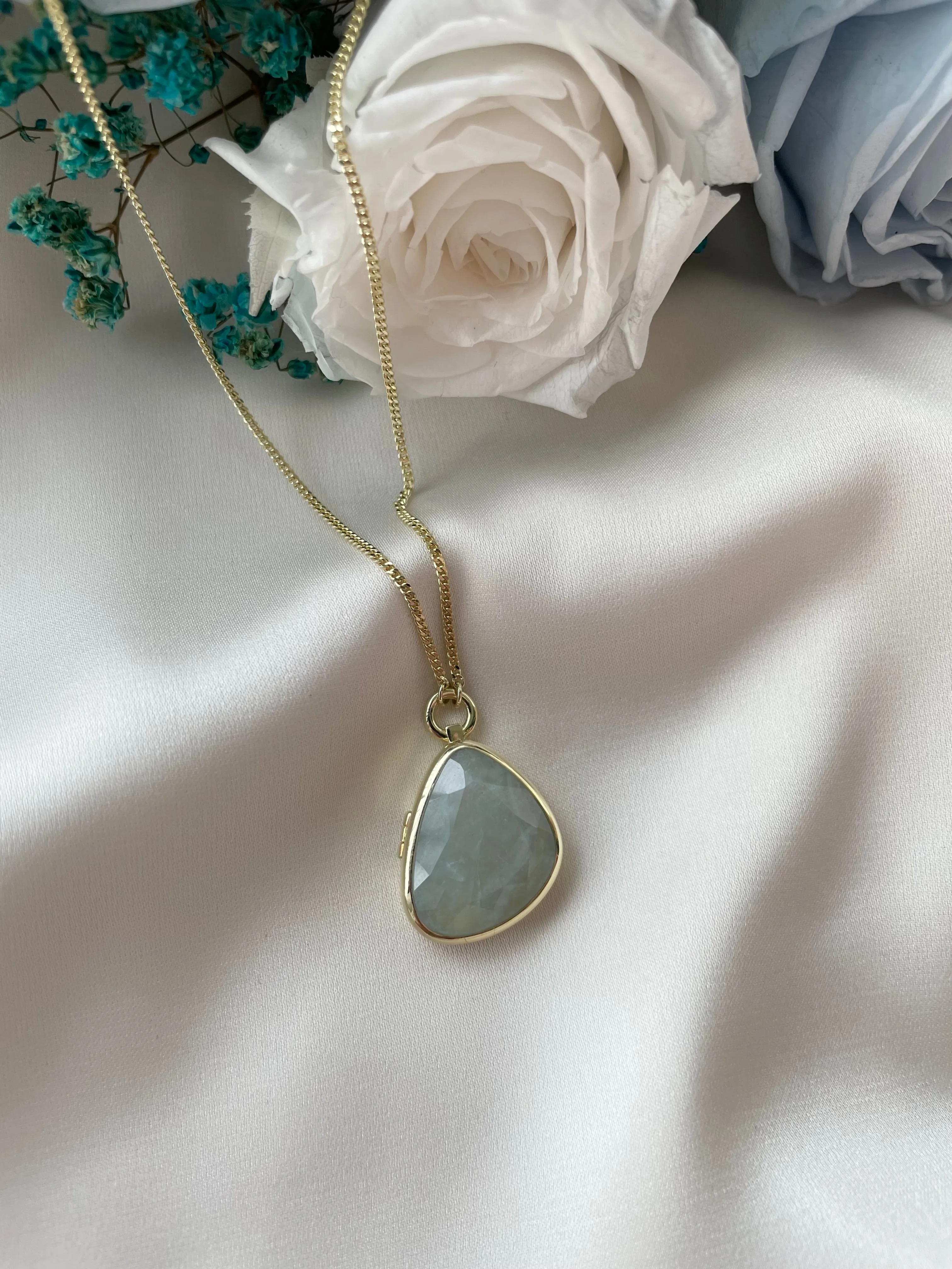 (Backorder) Aquamarine Statement Locket in Gold Vermeil