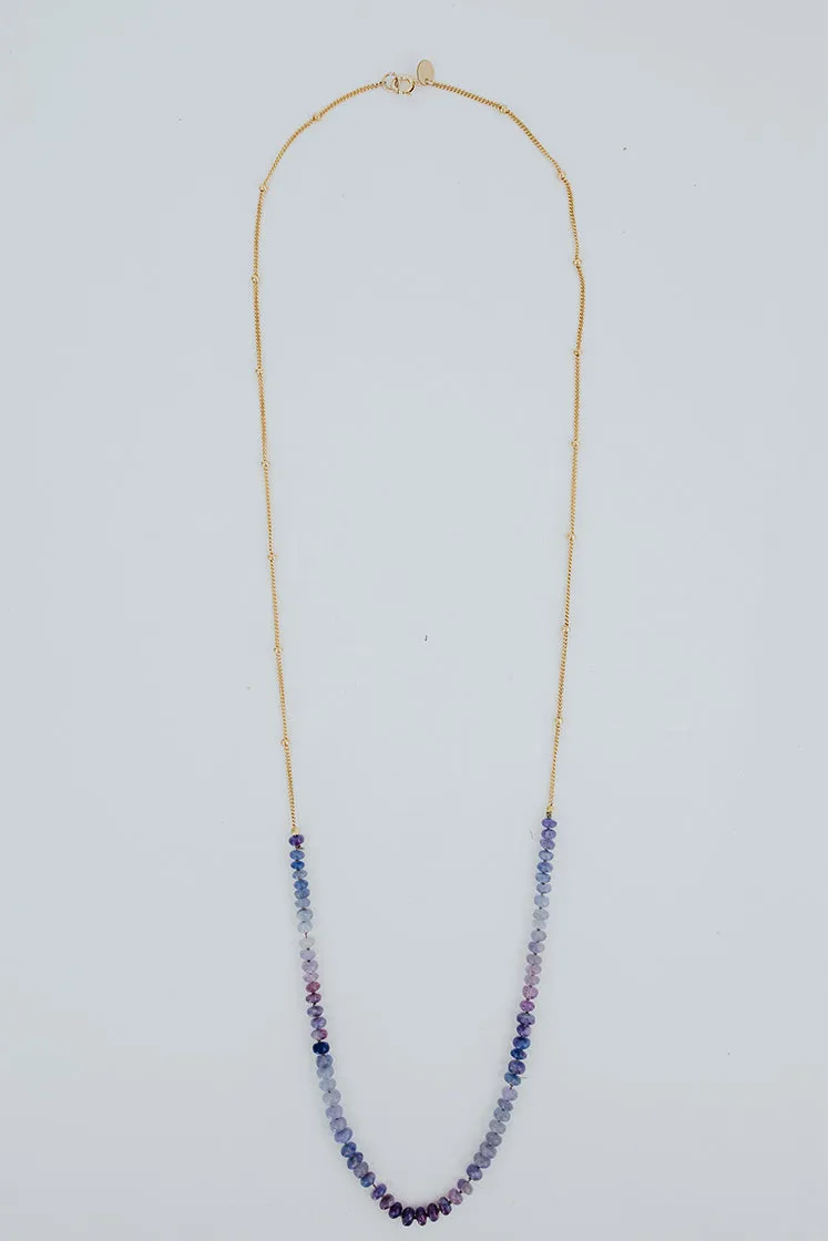 Beaded Gemstone Chain Necklace - Hackmanite