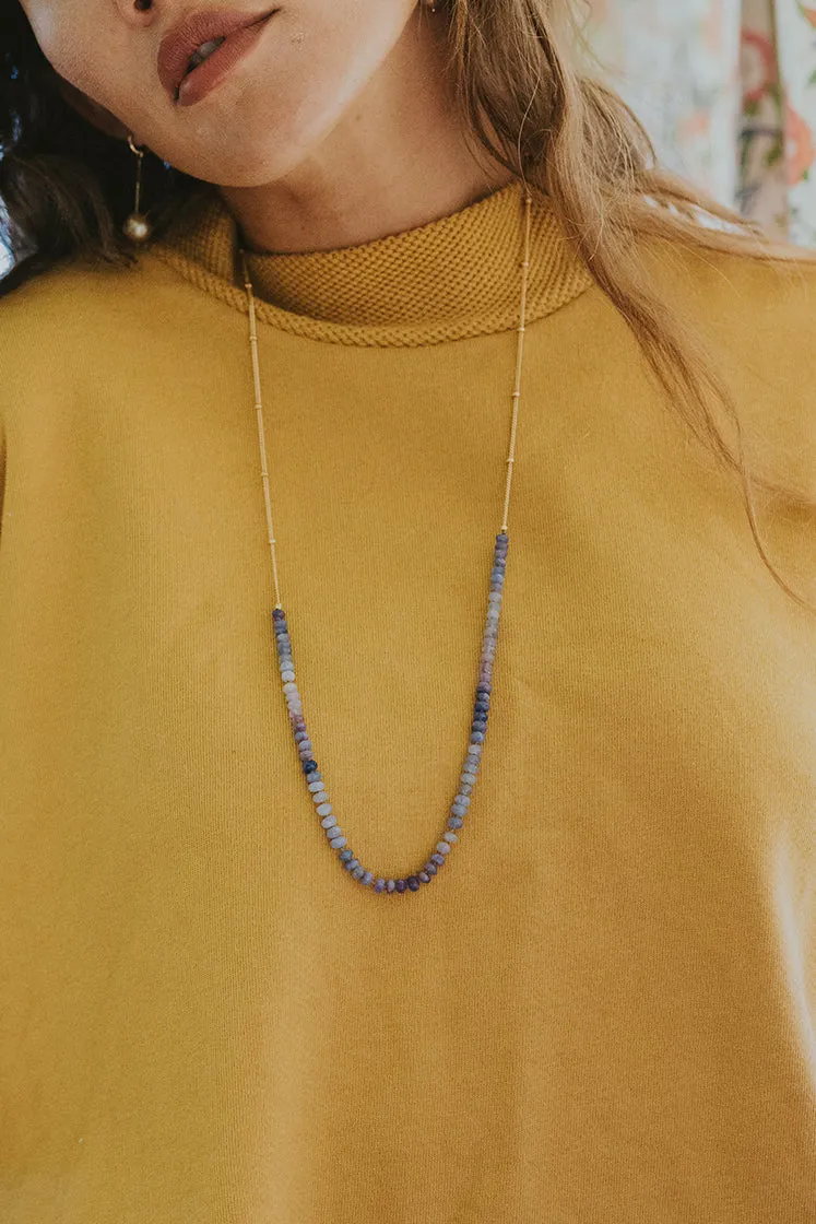 Beaded Gemstone Chain Necklace - Hackmanite