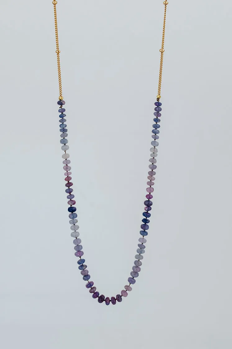 Beaded Gemstone Chain Necklace - Hackmanite