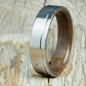 Bentwood Walnut ring with polished titanium, single groove