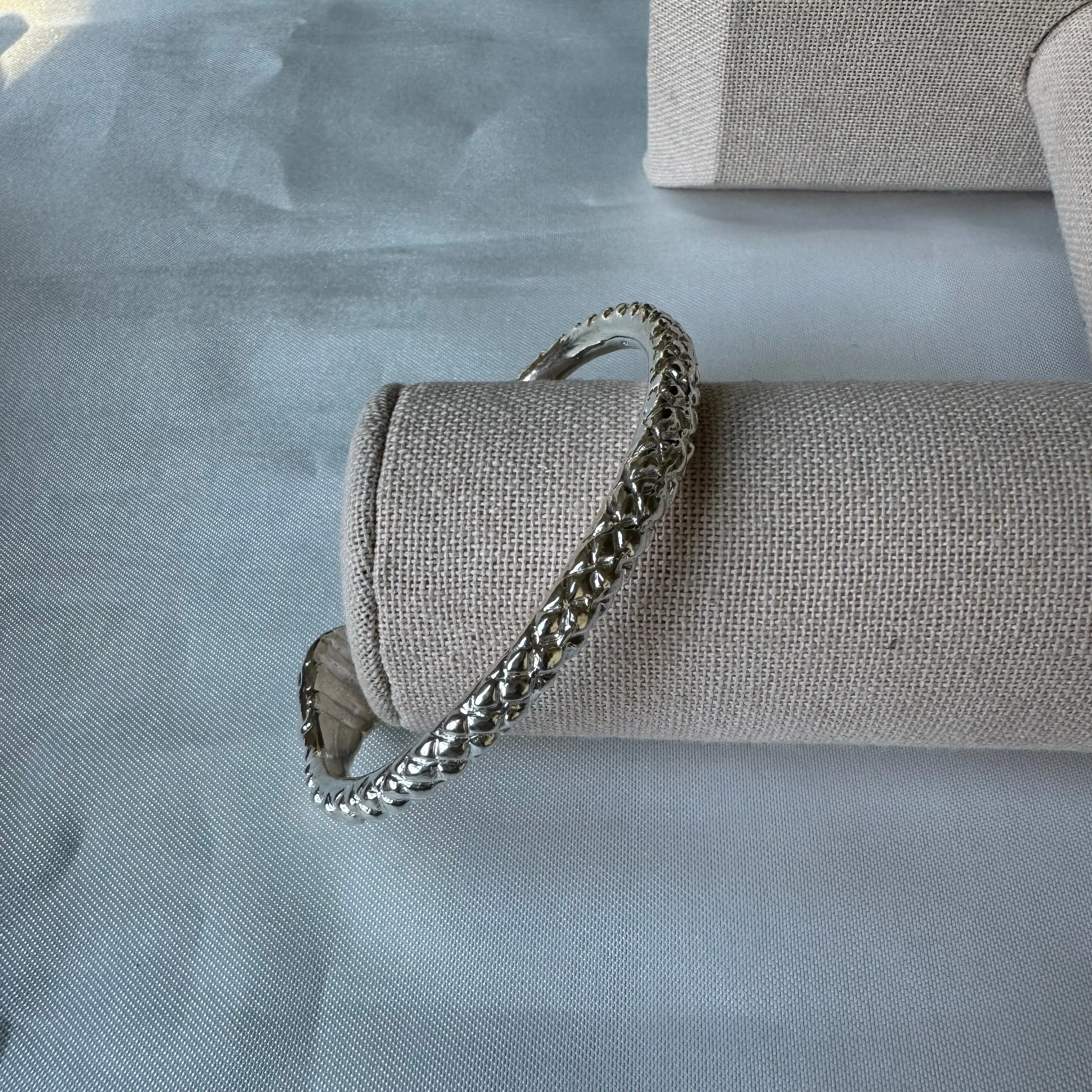 Better Jewelry Thick Snake Ends .925 Sterling Silver West Indian Bangle, 1 piece