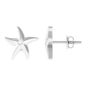 Bezel Set Round Moissanite Starfish Stud Earrings