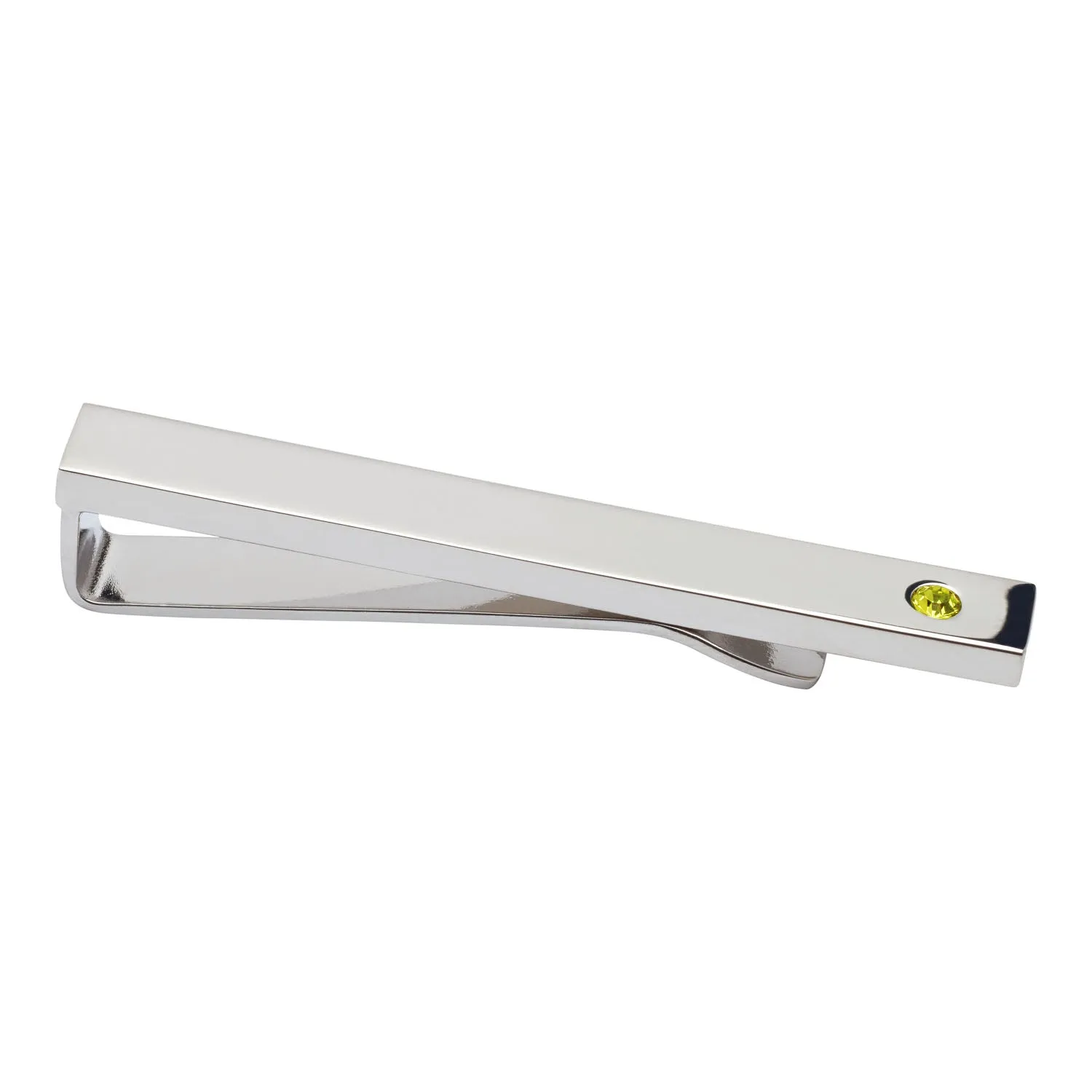 Birthstone Silver Plated Tie Bar (August - Peridot)