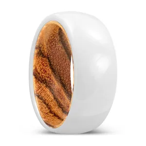 BREEZE | Bocote Wood, White Ceramic Ring, Domed