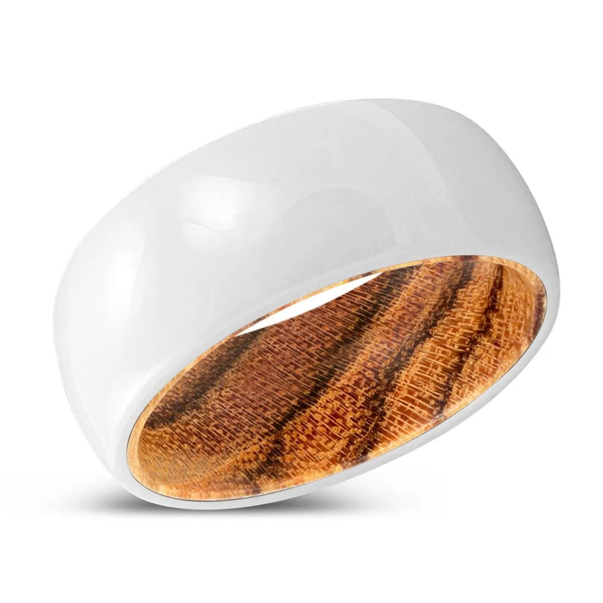 BREEZE | Bocote Wood, White Ceramic Ring, Domed