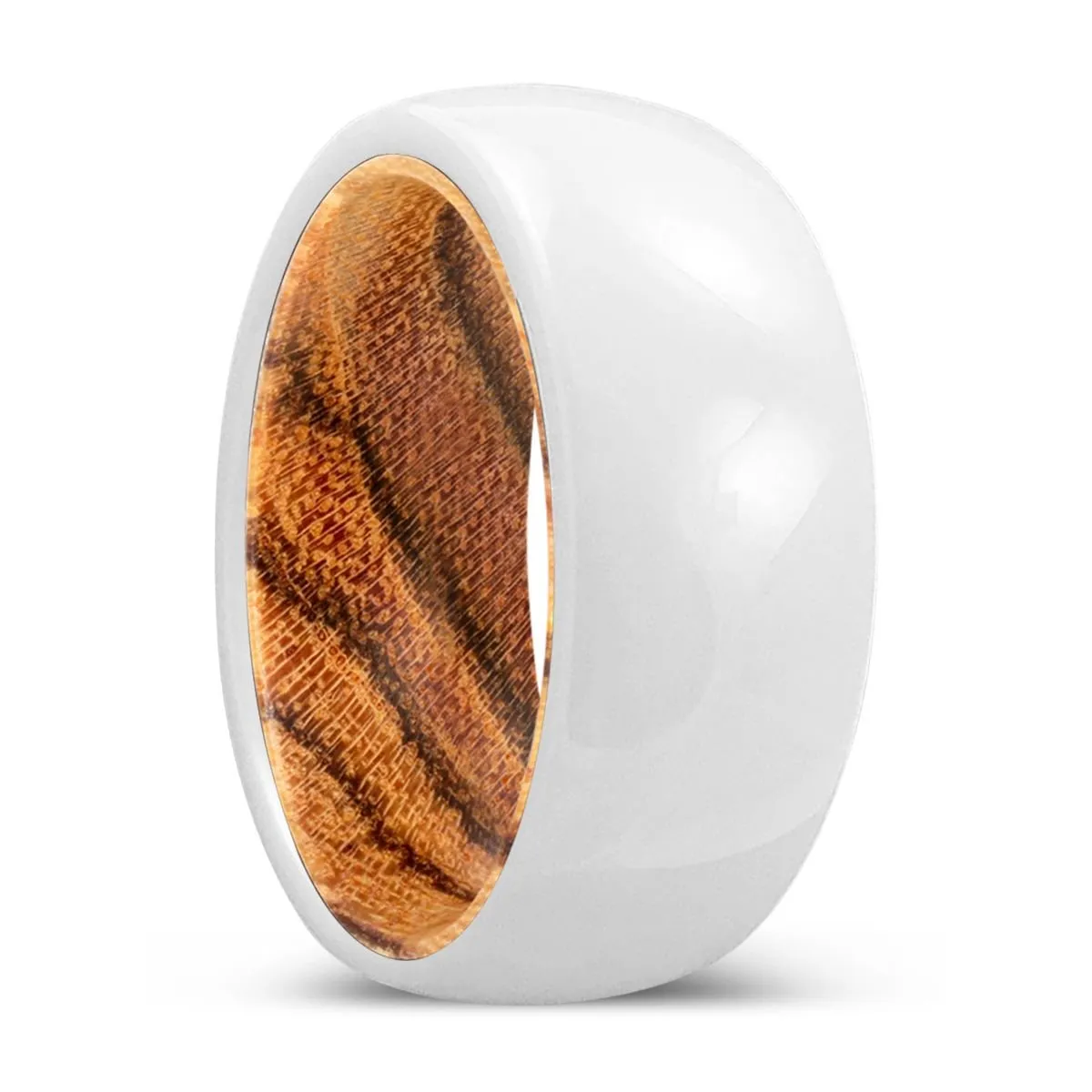 BREEZE | Bocote Wood, White Ceramic Ring, Domed