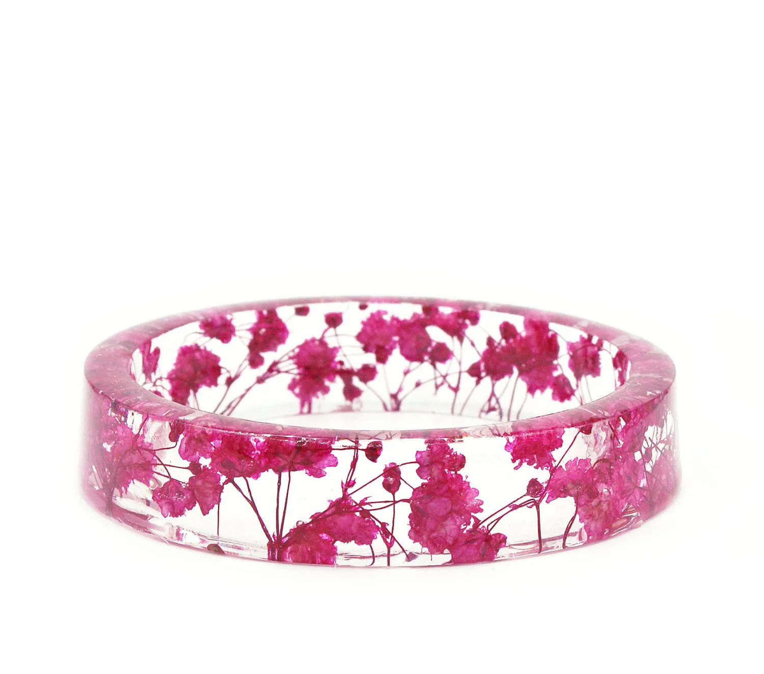Bright Pink Flower Resin Bracelet