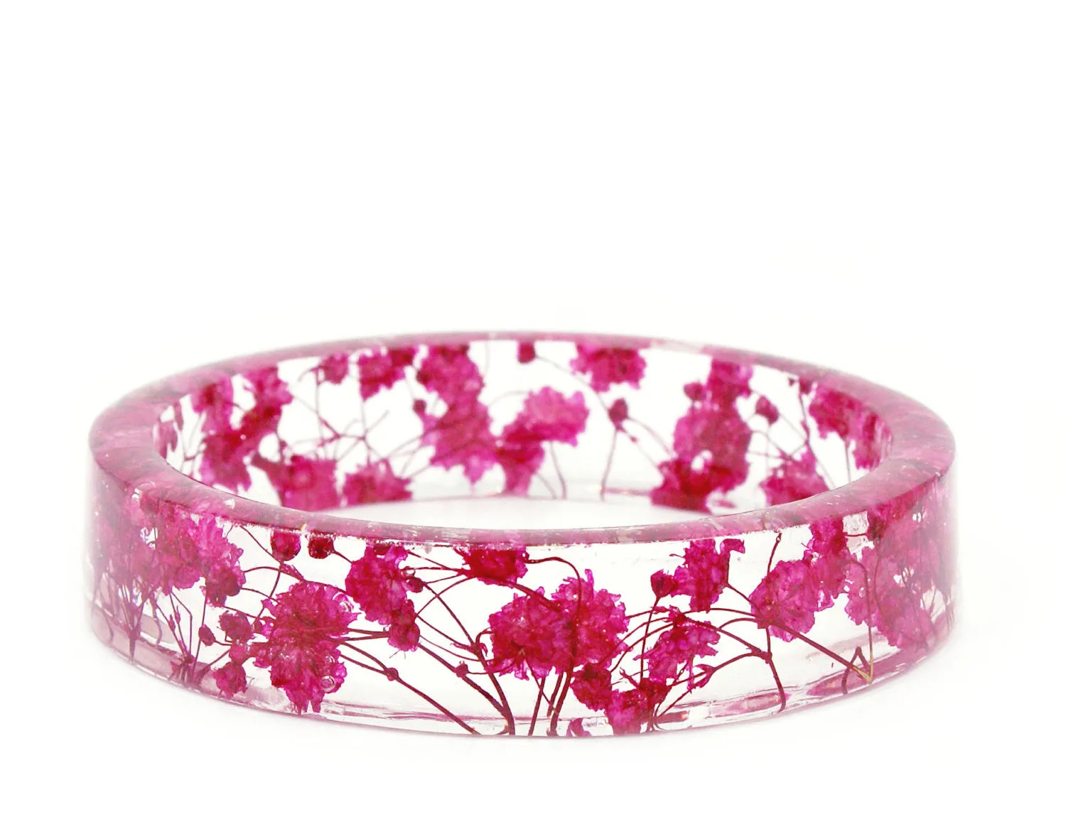 Bright Pink Flower Resin Bracelet