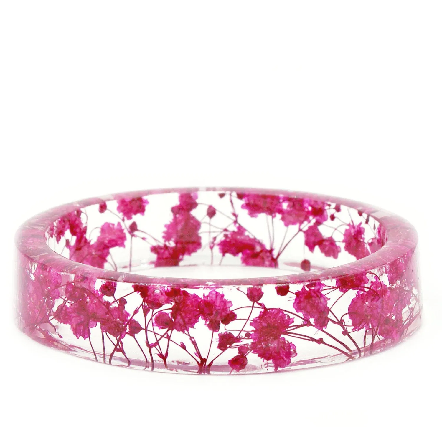 Bright Pink Flower Resin Bracelet