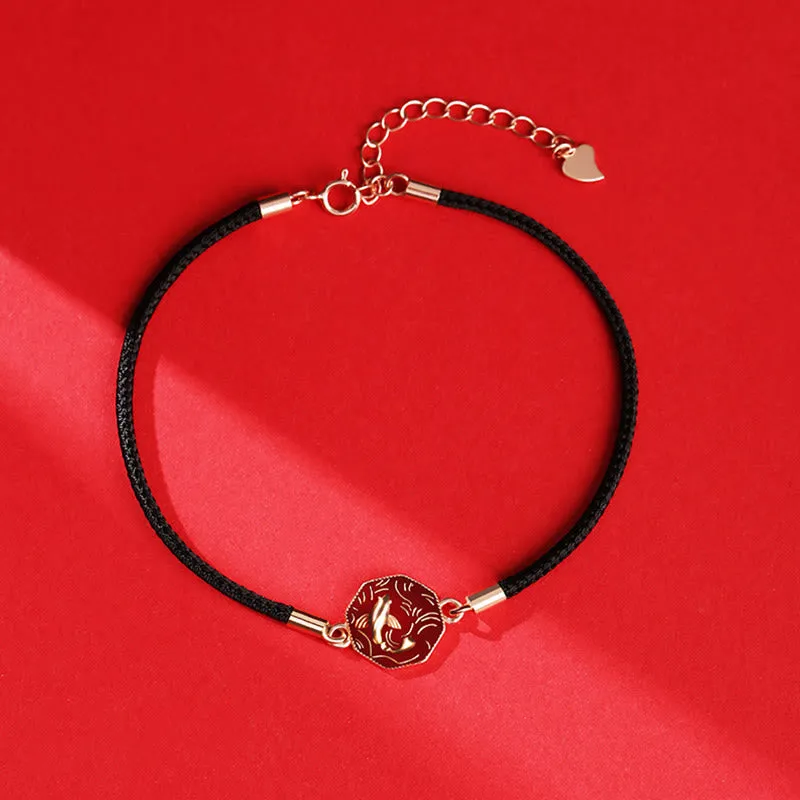 Buddha Stones 925 Sterling Silver Luck Koi Fish Color Change Wealth Handcrafted Braided Bracelet