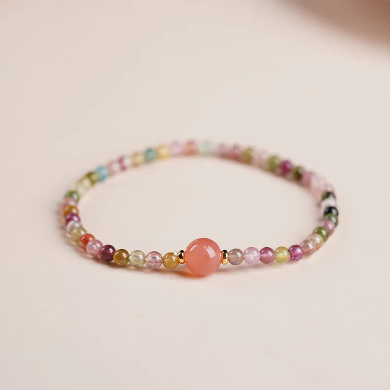 Buddha Stones 925 Sterling Silver Natural Tourmaline Yanyuan Agate Bead Positive Bracelet