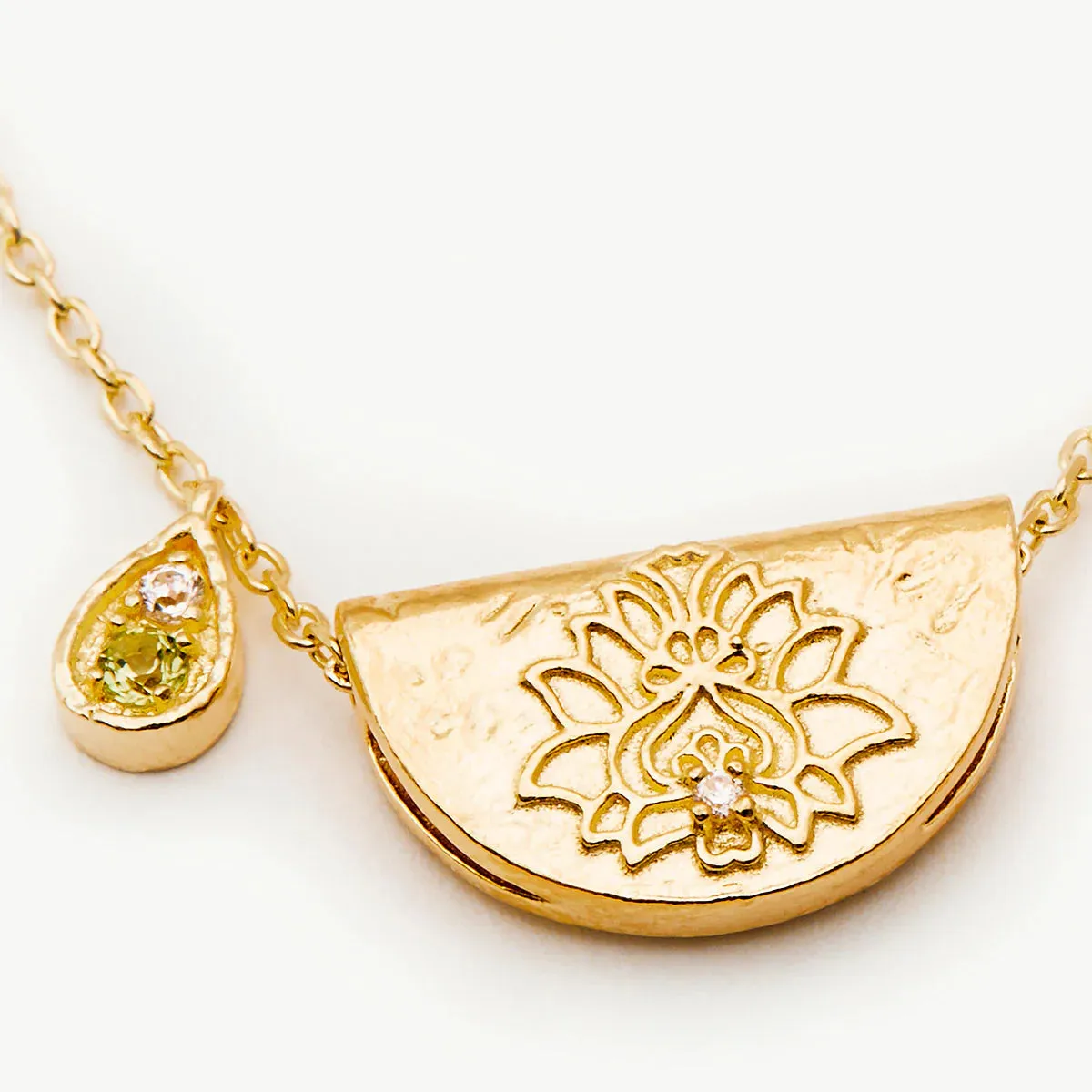 By Charlotte Lotus Birthstone Necklace August Peridot