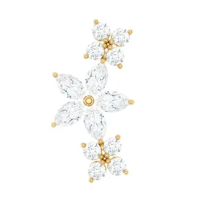 Certified Moissanite Flower Ear Crawler Earring