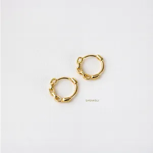Chain Hoop Earrings, Huggies, Gold, Silver SHEMISLI SH078