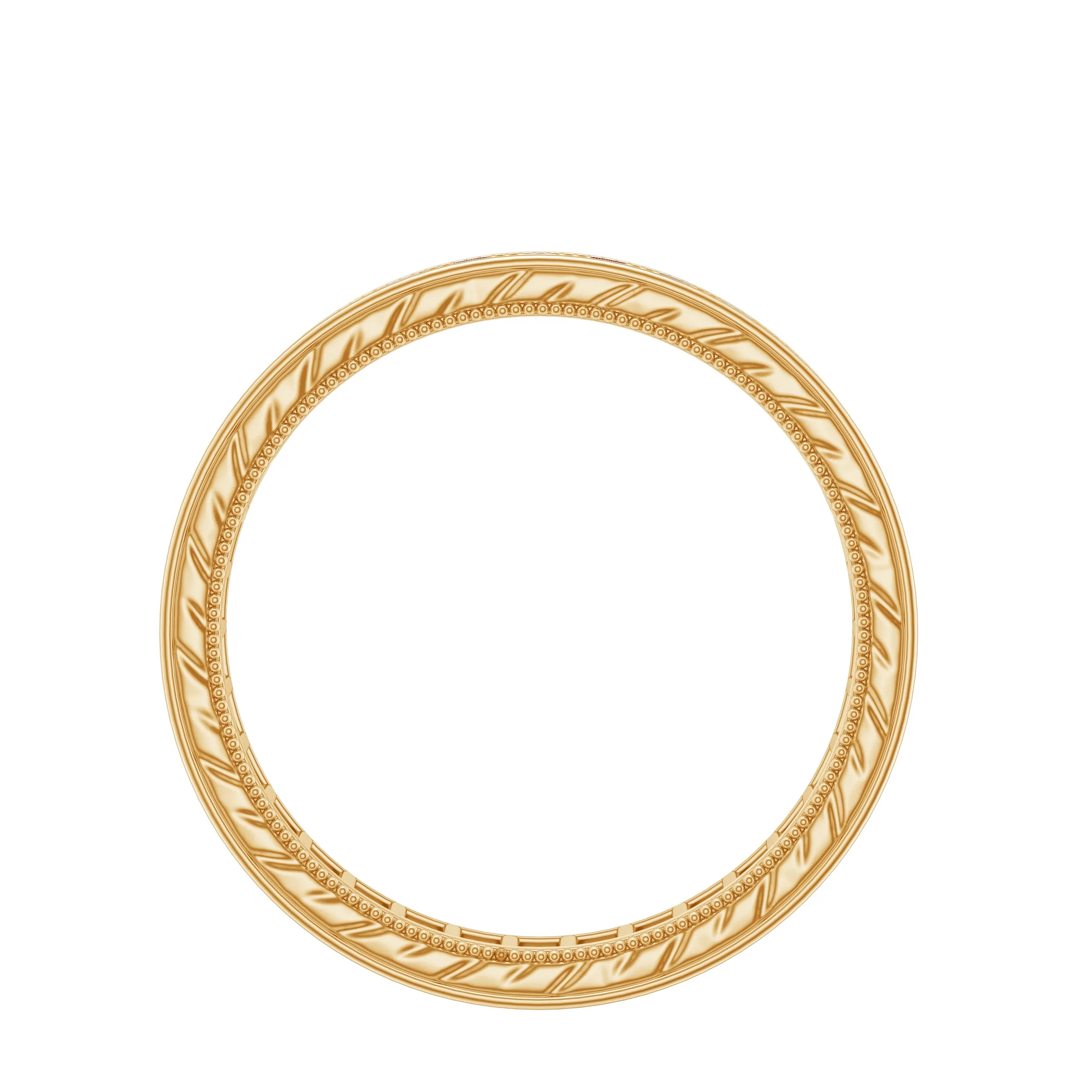 Channel Set Round Created Ruby Eternity Ring with Gold Beaded
