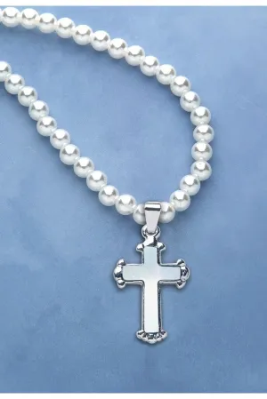 Children's Silver Plated Cross Necklace - HX13763
