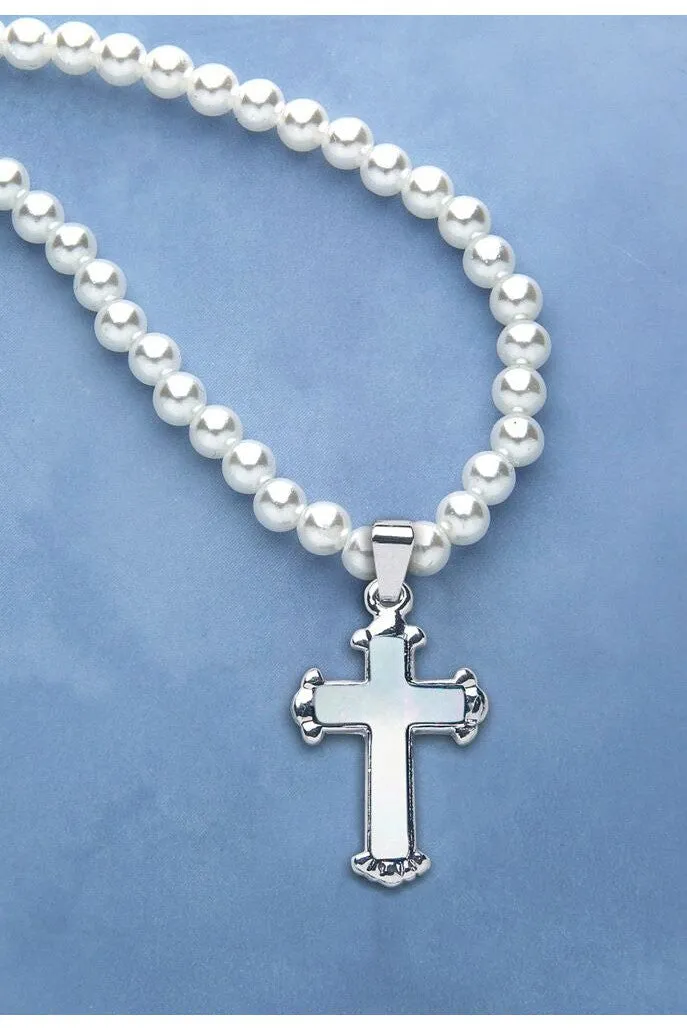 Children's Silver Plated Cross Necklace - HX13763