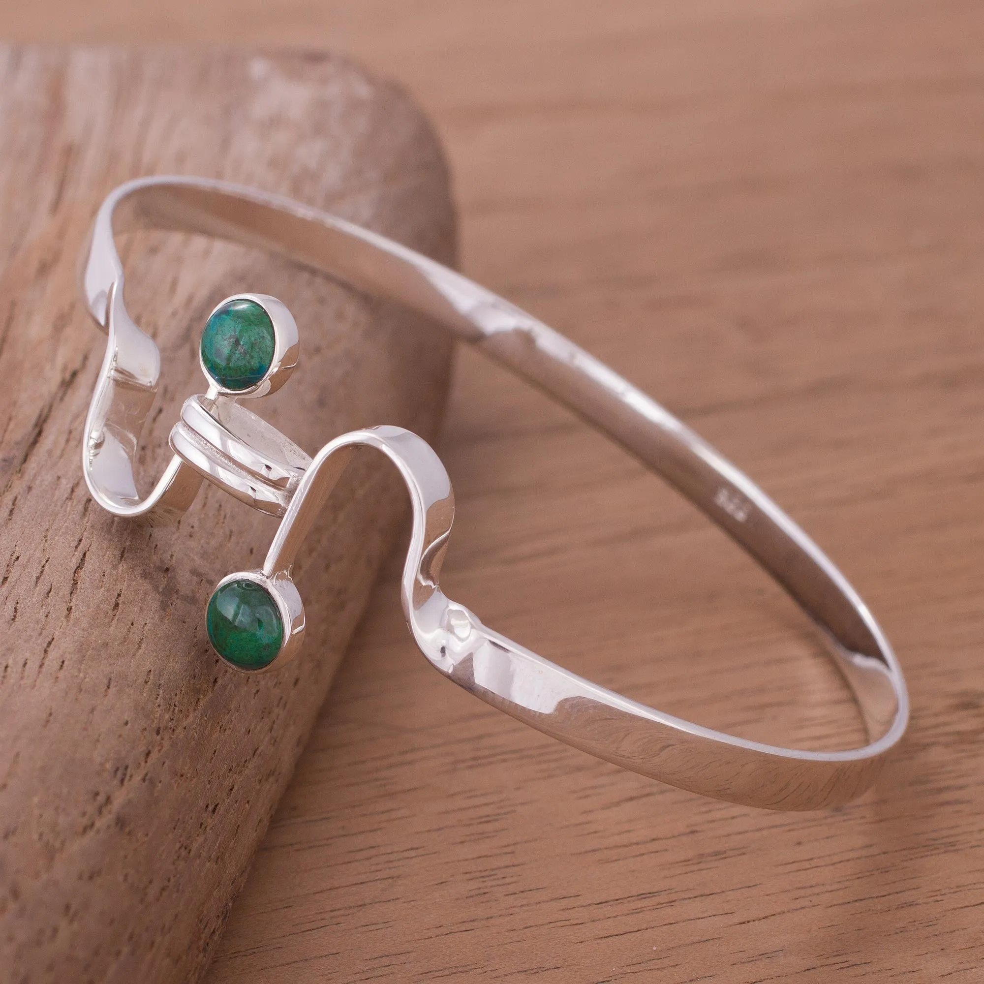 Chrysocolla Bangle Bracelet - Law of Attraction | NOVICA