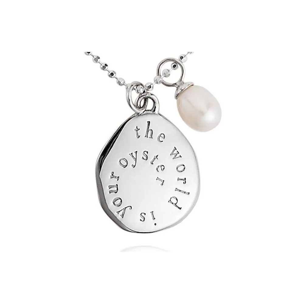 Claudia Bradby Silver pearl the world is your oyster pendant