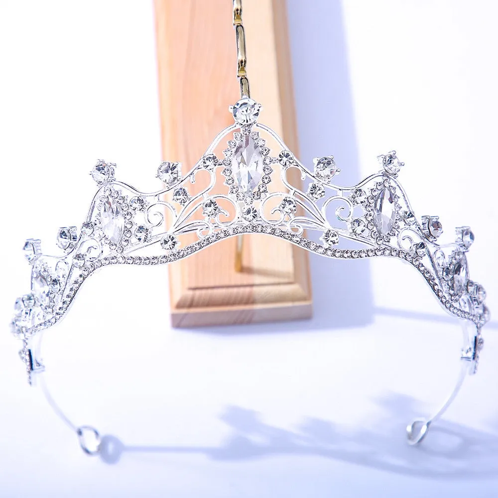 Colorful Crystal Tiara Crowns Princess Prom Party Pageant Hair Accessory