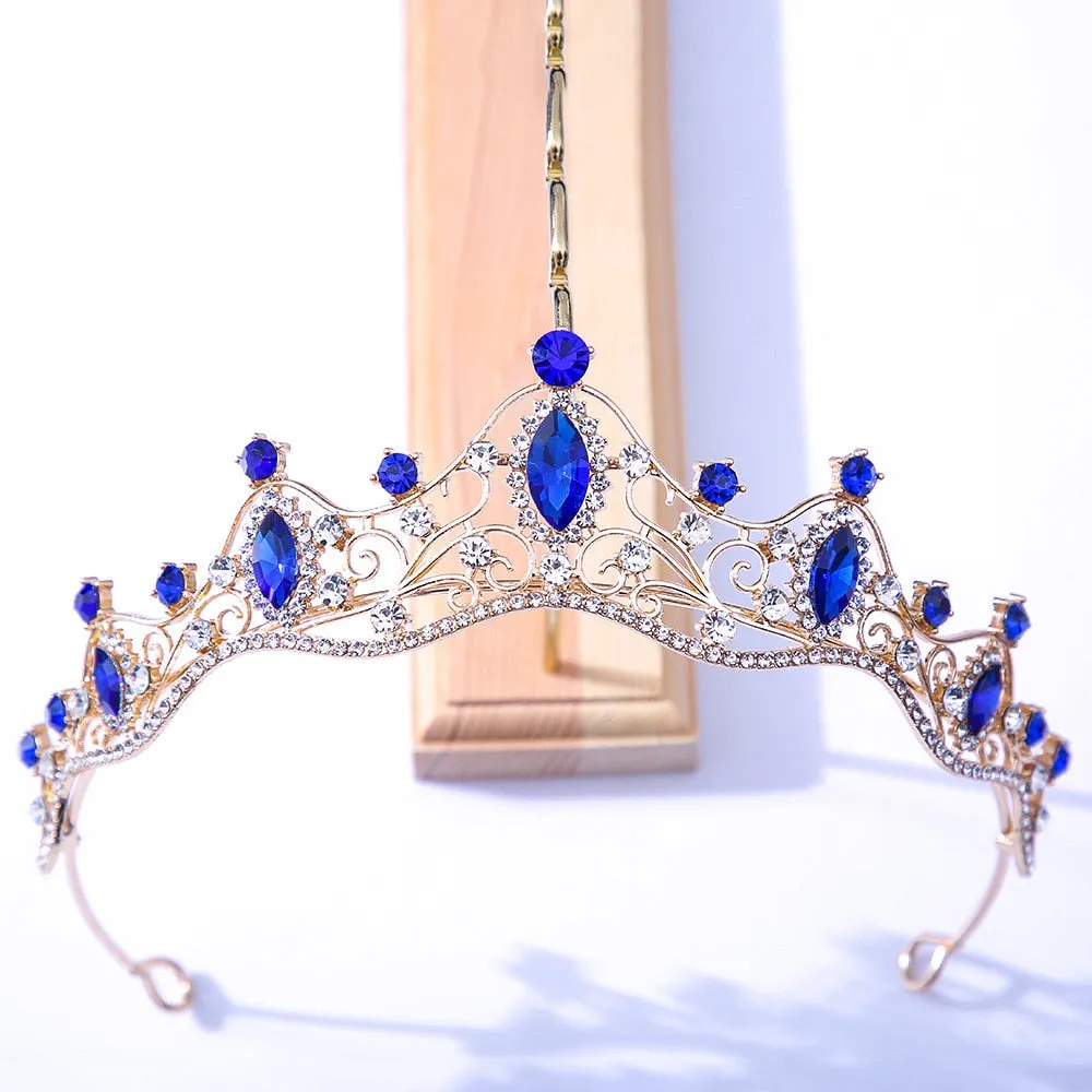 Colorful Crystal Tiara Crowns Princess Prom Party Pageant Hair Accessory