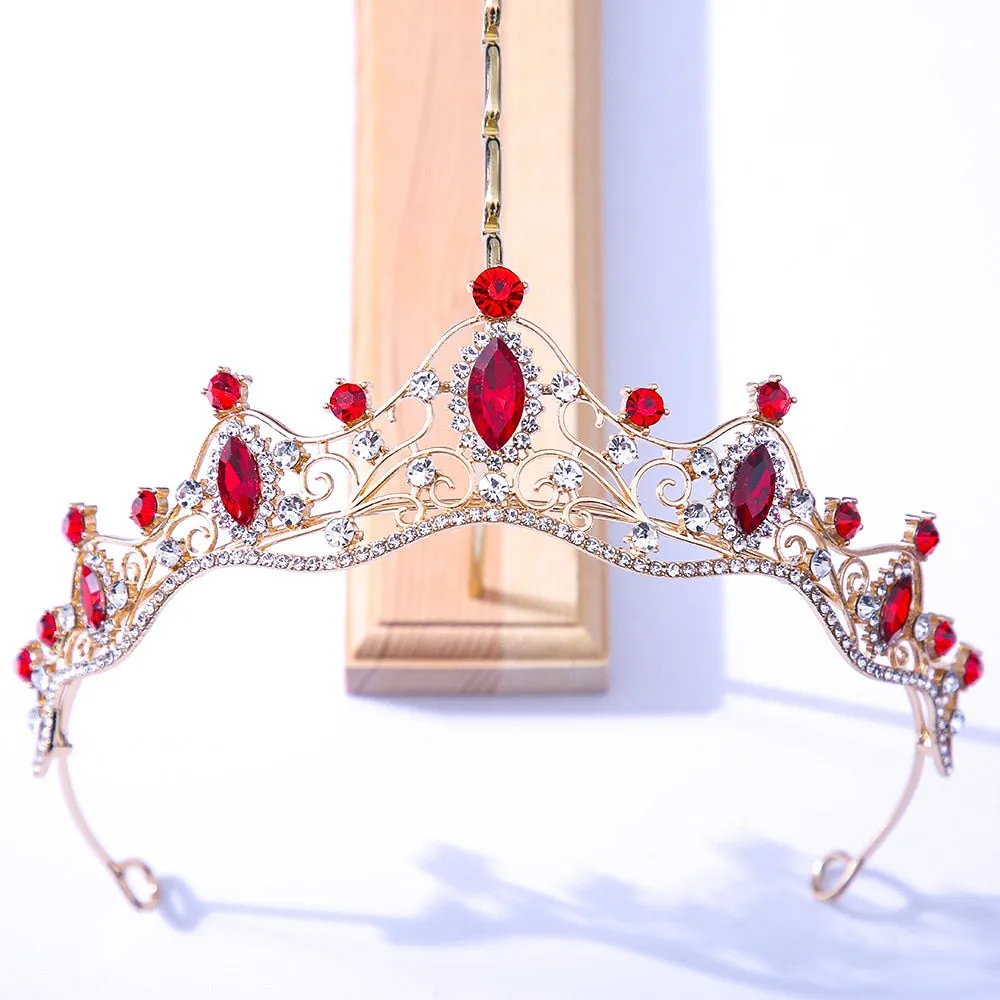 Colorful Crystal Tiara Crowns Princess Prom Party Pageant Hair Accessory