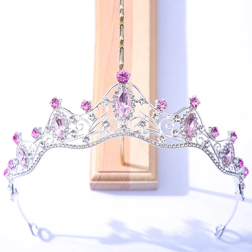 Colorful Crystal Tiara Crowns Princess Prom Party Pageant Hair Accessory