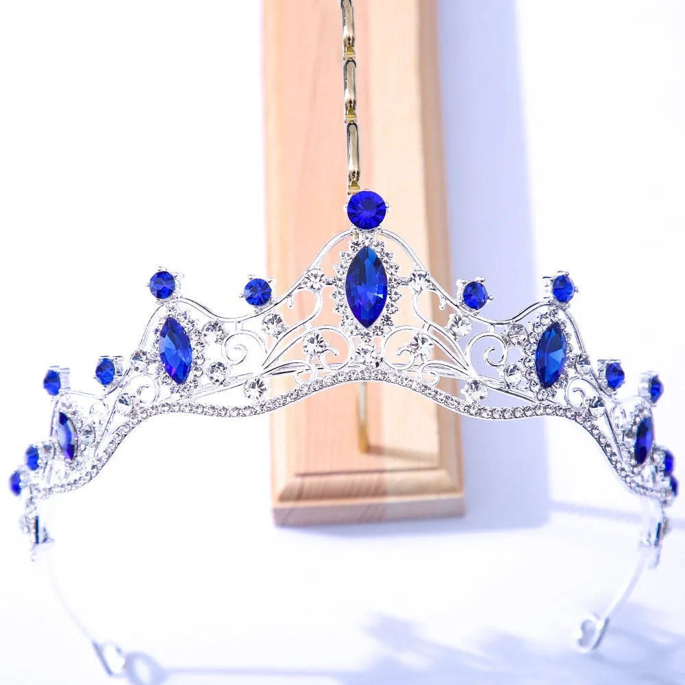 Colorful Crystal Tiara Crowns Princess Prom Party Pageant Hair Accessory