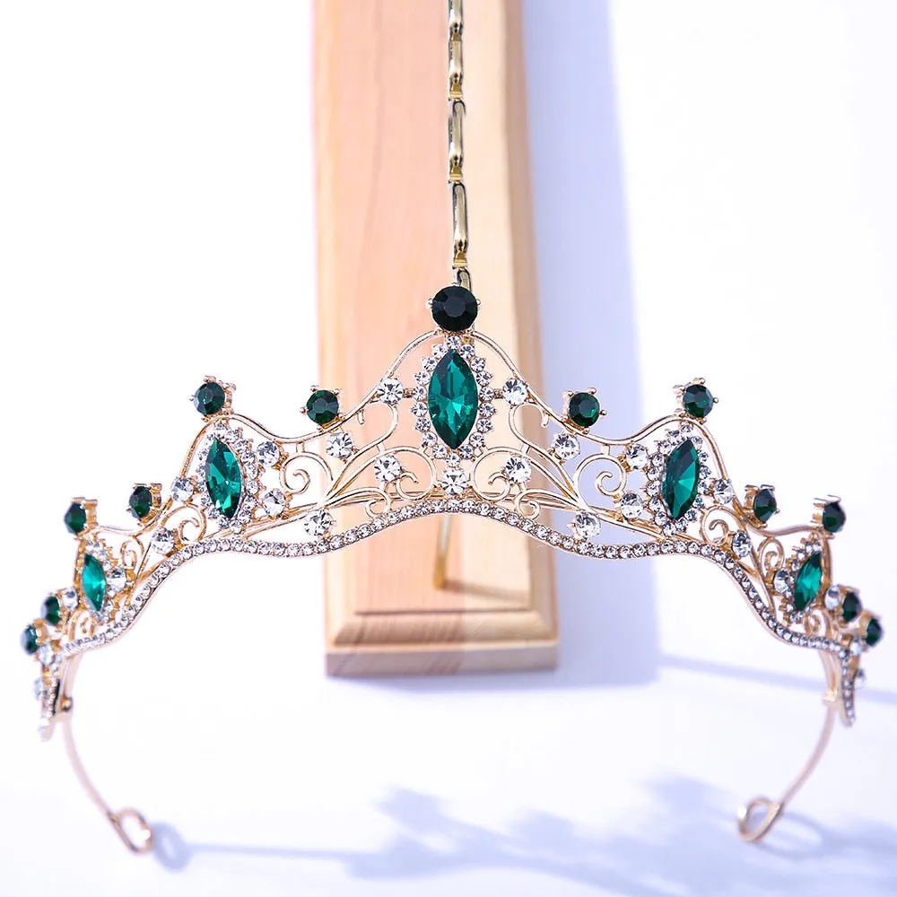 Colorful Crystal Tiara Crowns Princess Prom Party Pageant Hair Accessory
