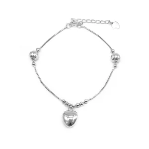 Contessa Puff Heart & Balls 925 Sterling Silver Charm Bracelet