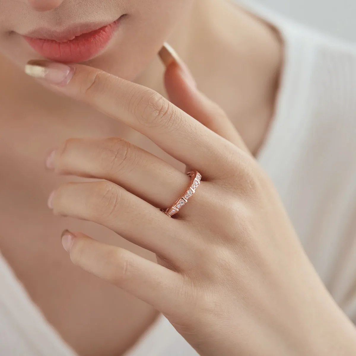 Crystal Snake Serpent Eternity Ring