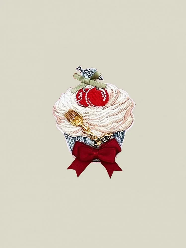 Cupcake Embroidery Brooch