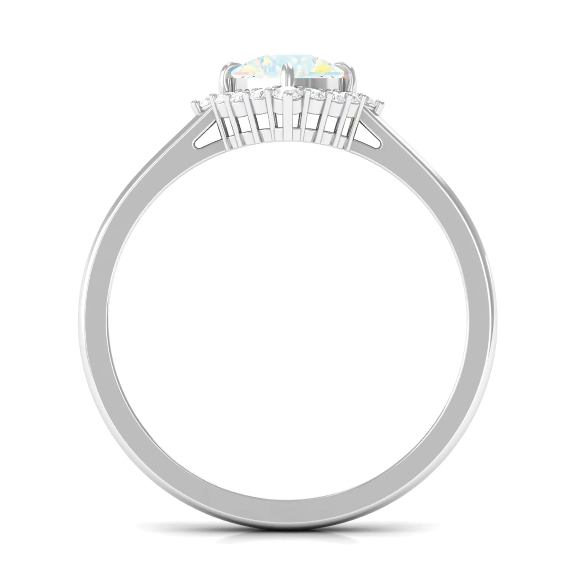 Cushion Cut Ethiopian Opal Halo Engagement Ring with Diamond