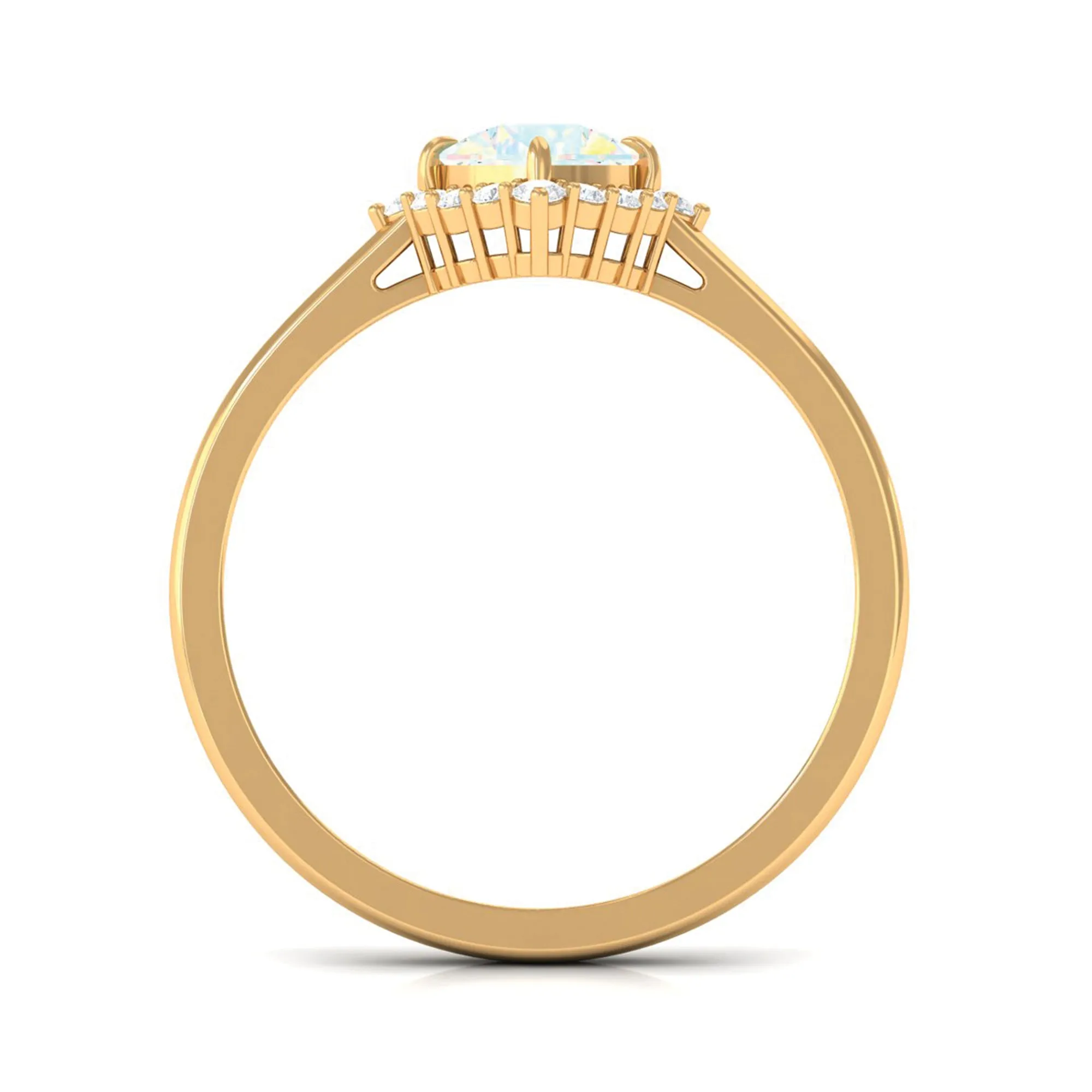 Cushion Cut Ethiopian Opal Halo Engagement Ring with Diamond