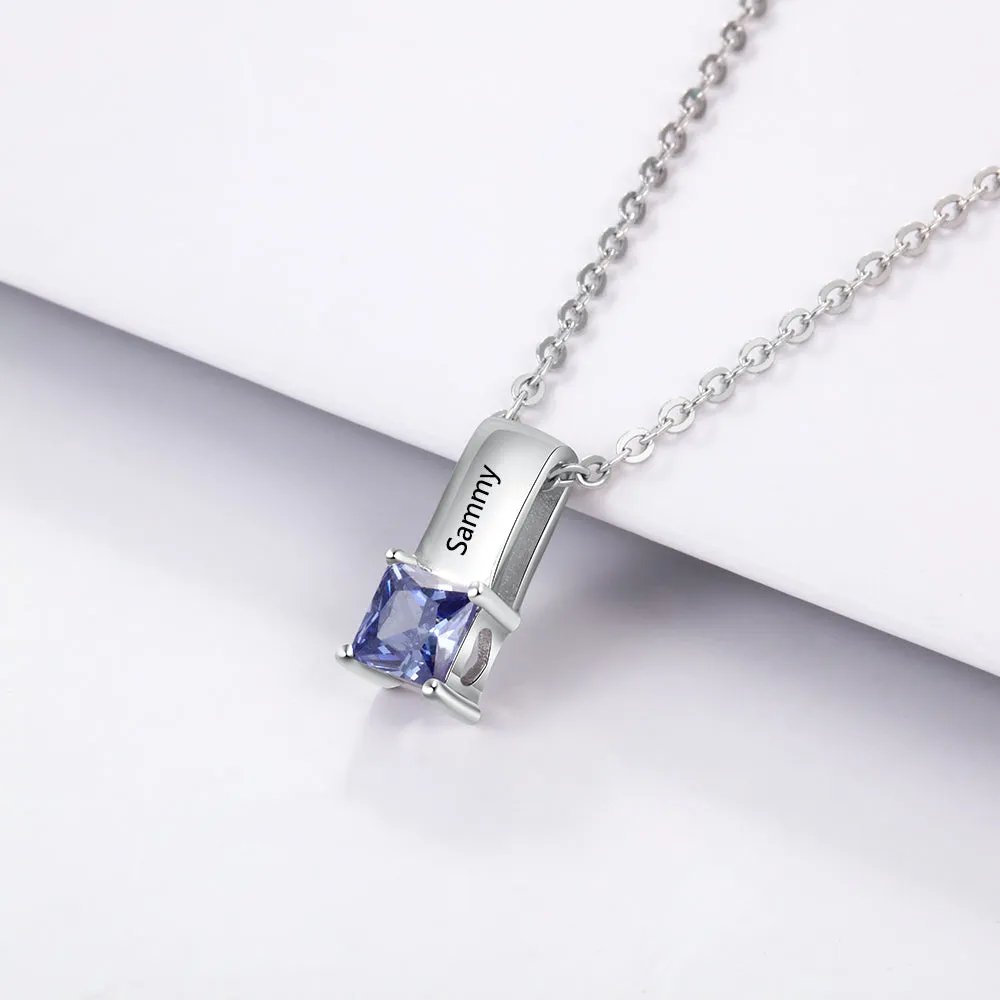 Custom Name Birthstone Pendant Necklace