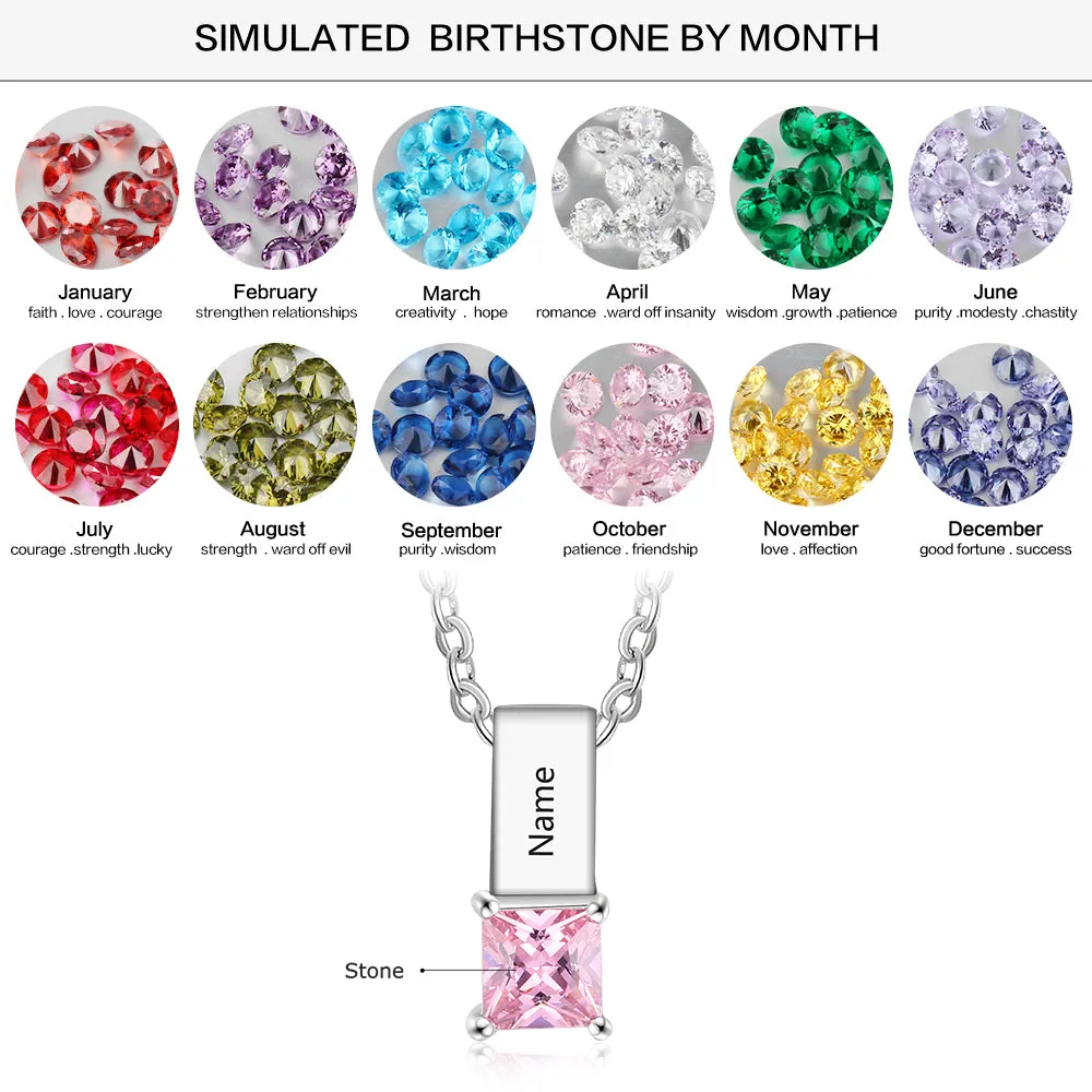 Custom Name Birthstone Pendant Necklace