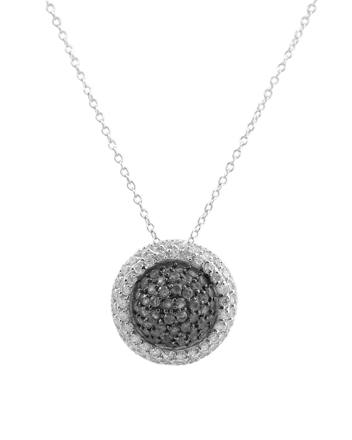 Cz .925 Sterling Silver Rhodium Plated Round Ruby Pendant