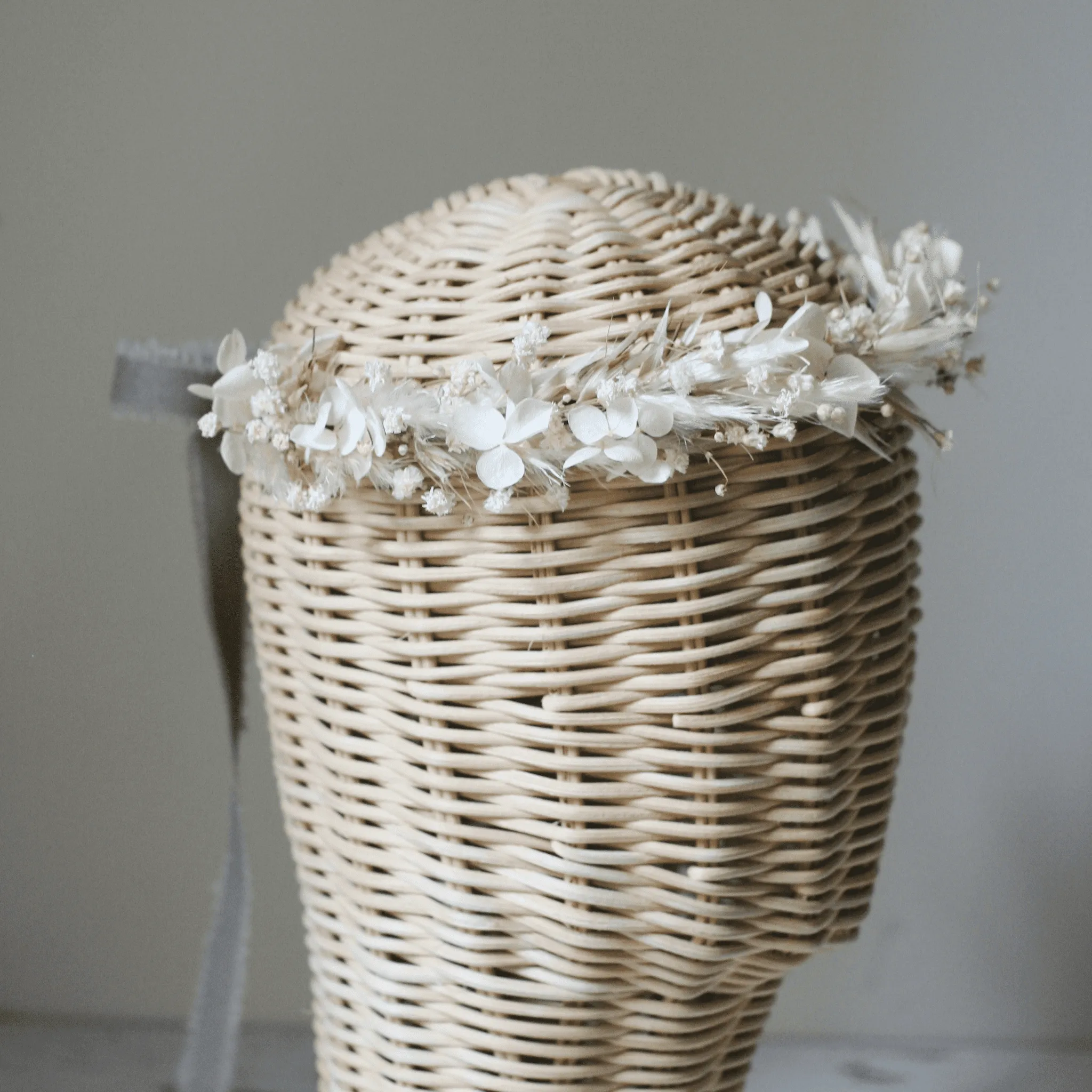 Dainty Boho Dried Flower Crown NATURAL IVORY