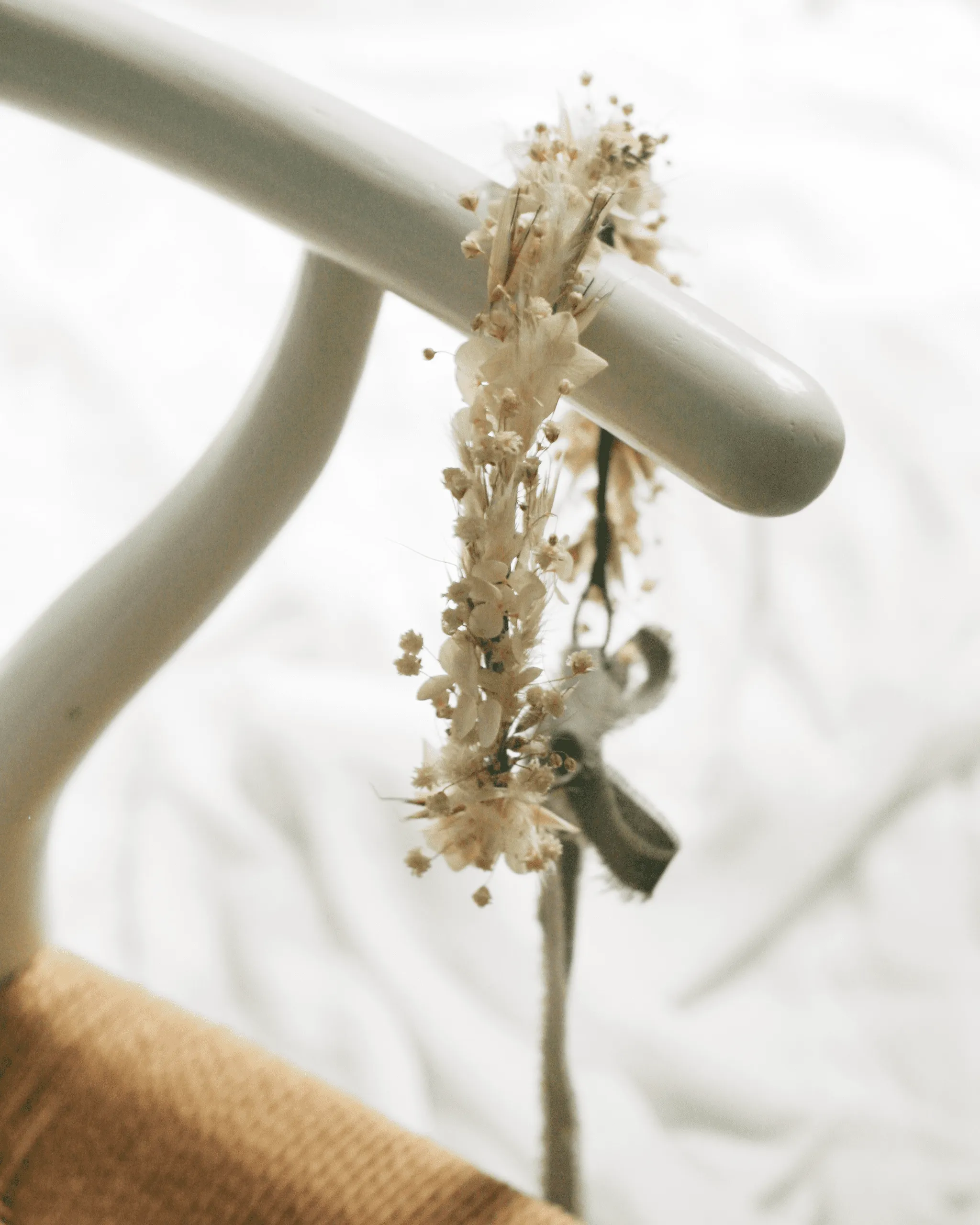 Dainty Boho Dried Flower Crown NATURAL IVORY