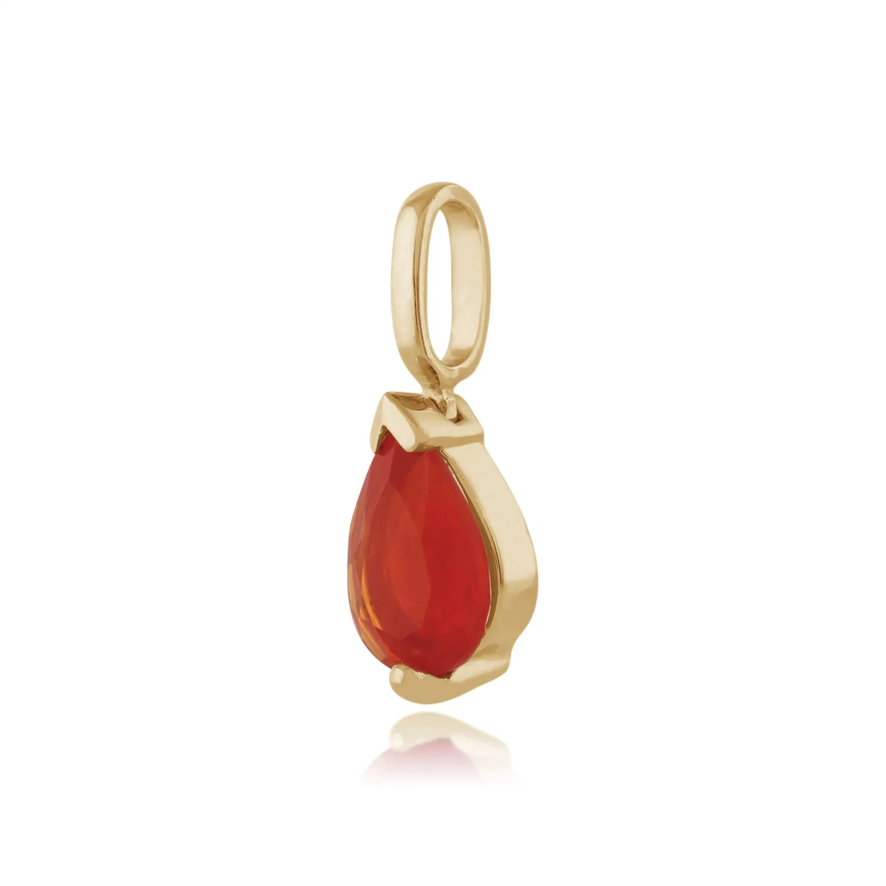 Damen 375 Gold 9ct Gelbgold Birne Feueropal Classic Claw Anhänger Set Orange 45cm