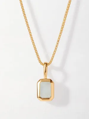 Deco aquamarine March birthstone necklace