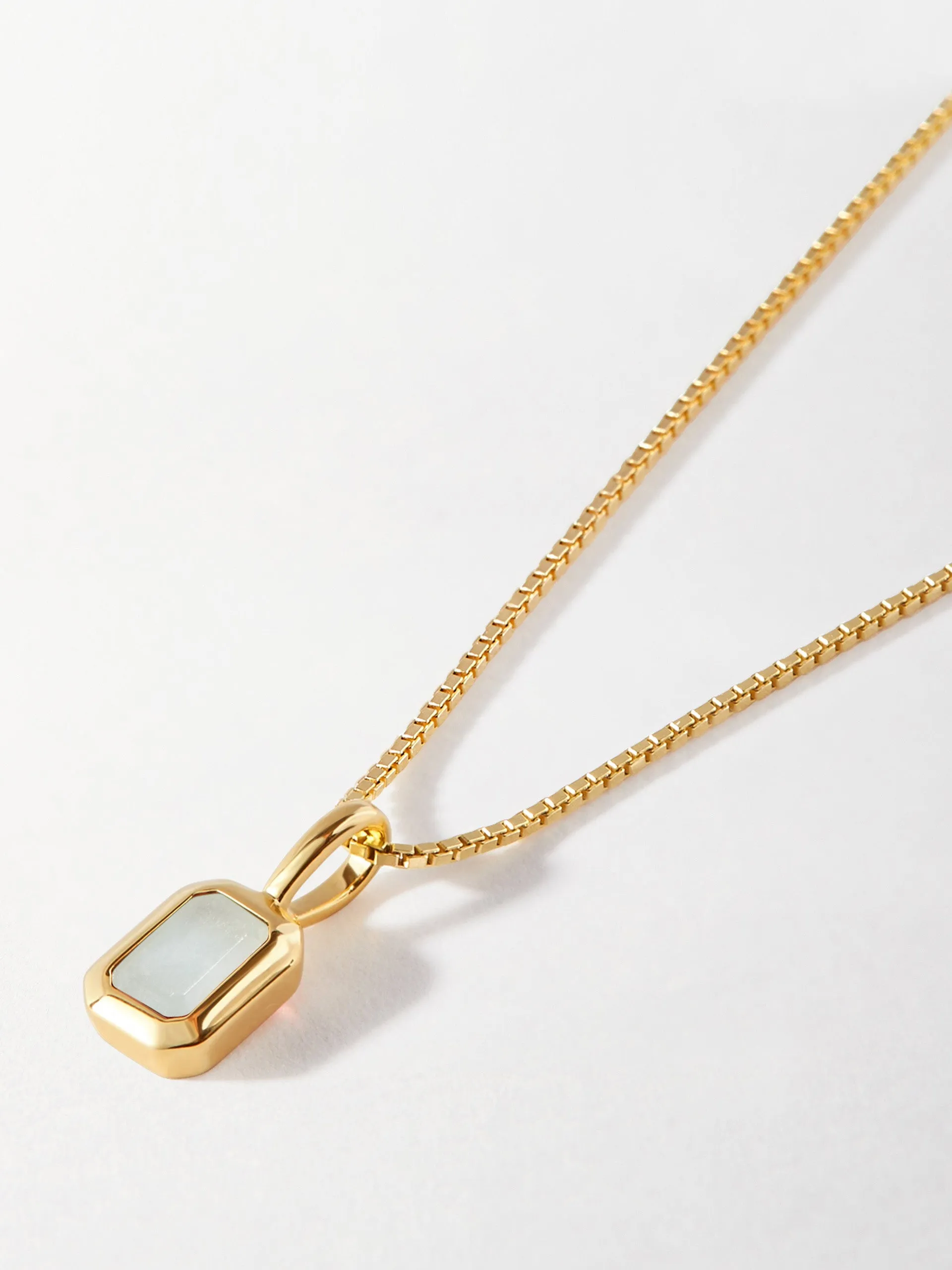 Deco aquamarine March birthstone necklace