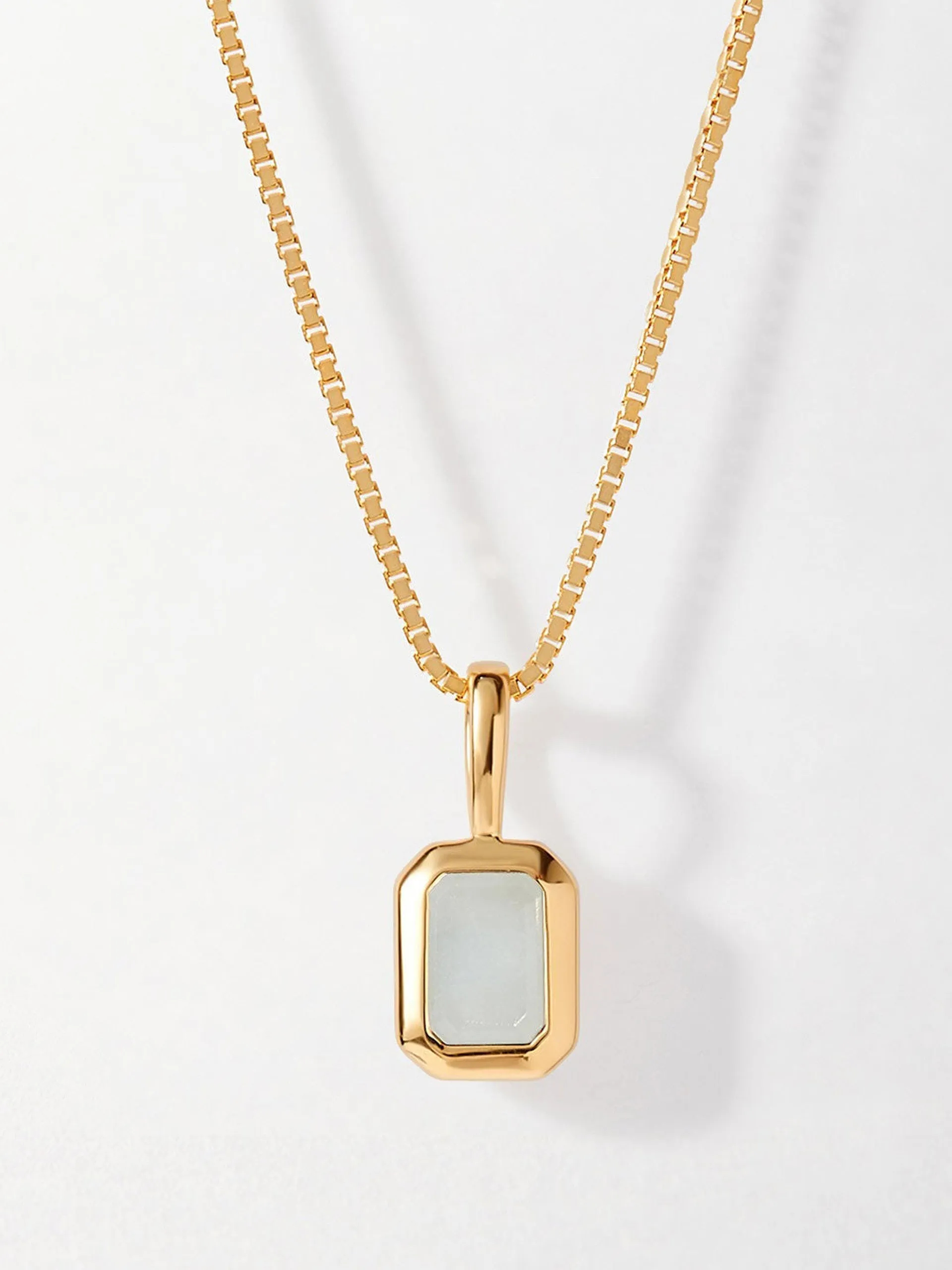 Deco aquamarine March birthstone necklace