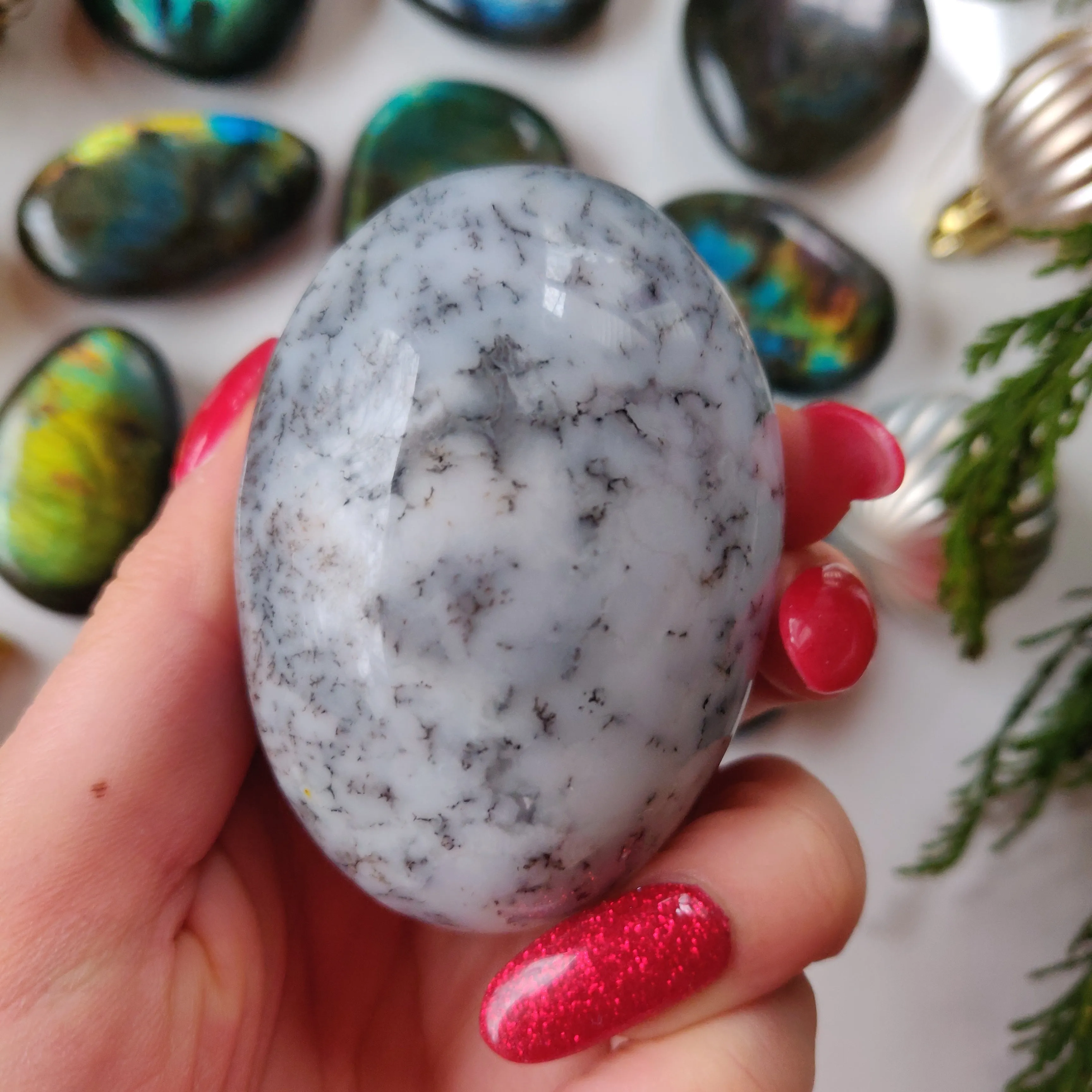Dendritic Opal  Palm Stone (#24)