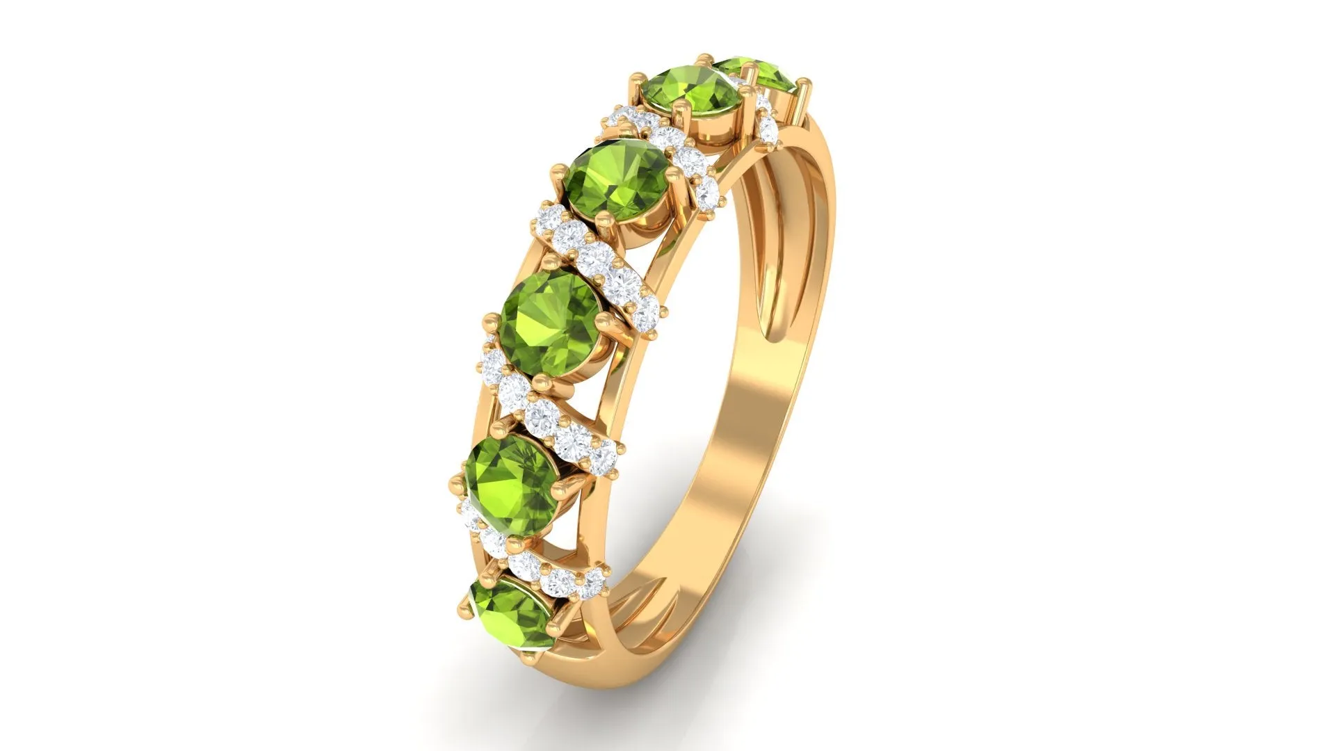 Designer Anniversary Ring with Peridot and Diamond